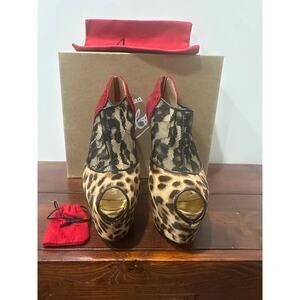 Christian Louboutin Aeronotoc 160 Leopard Lace Pony Hair Heels – Size 38.5 / 8.5
